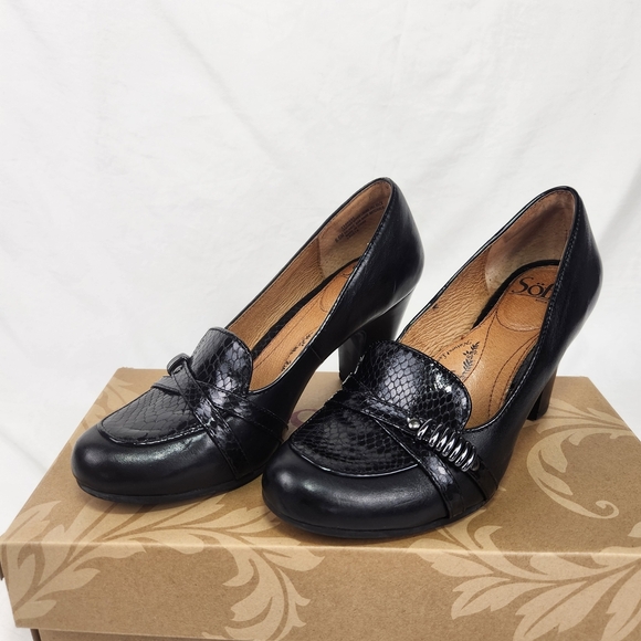 Sofft Black Heels 3" Size 6.5 Loafer Style - Picture 1 of 13